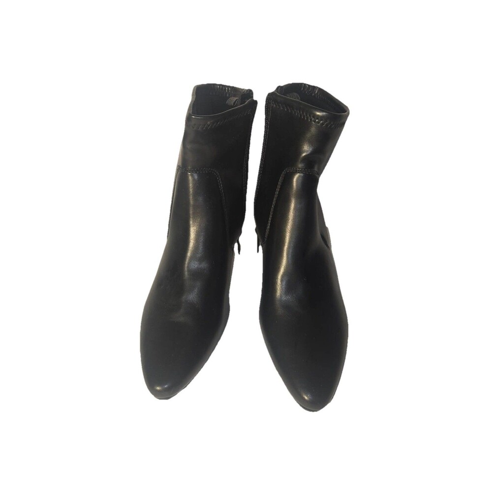 WOMEN ANKLE BOOTS IMPO BLACK LEATHER HEELED NEW 6.5